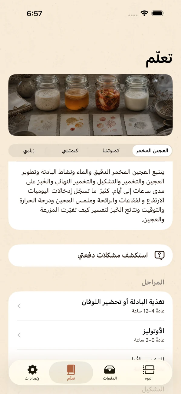 Brinepost: Sourdough & Ferment — العجين المخمر، كومبوتشا، الكيمتشي والزبادي