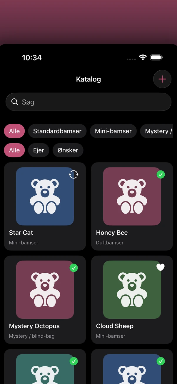 Plush Bean Tracker — Privat, offline plys samling tracker