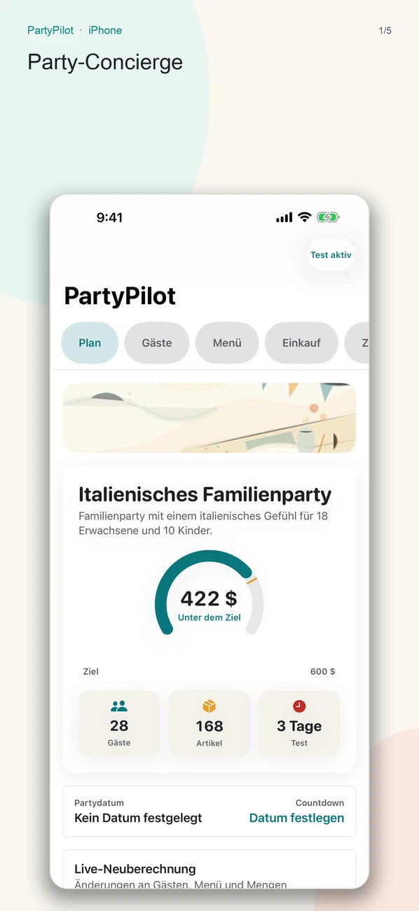 PartyPilot — Verwandeln Sie Partynotizen in einen Gastgeberplan