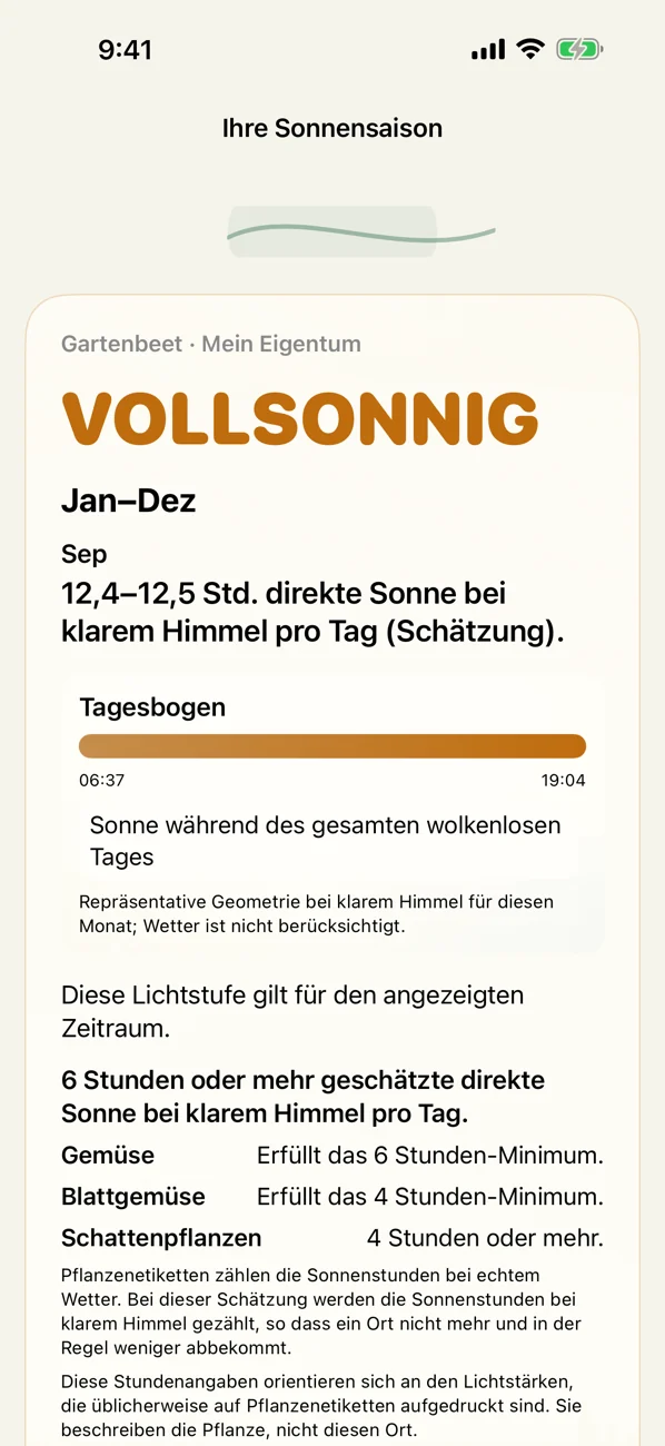 Shuny Shade: Sonne & Schatten — Sonnen- & Schattenstunden