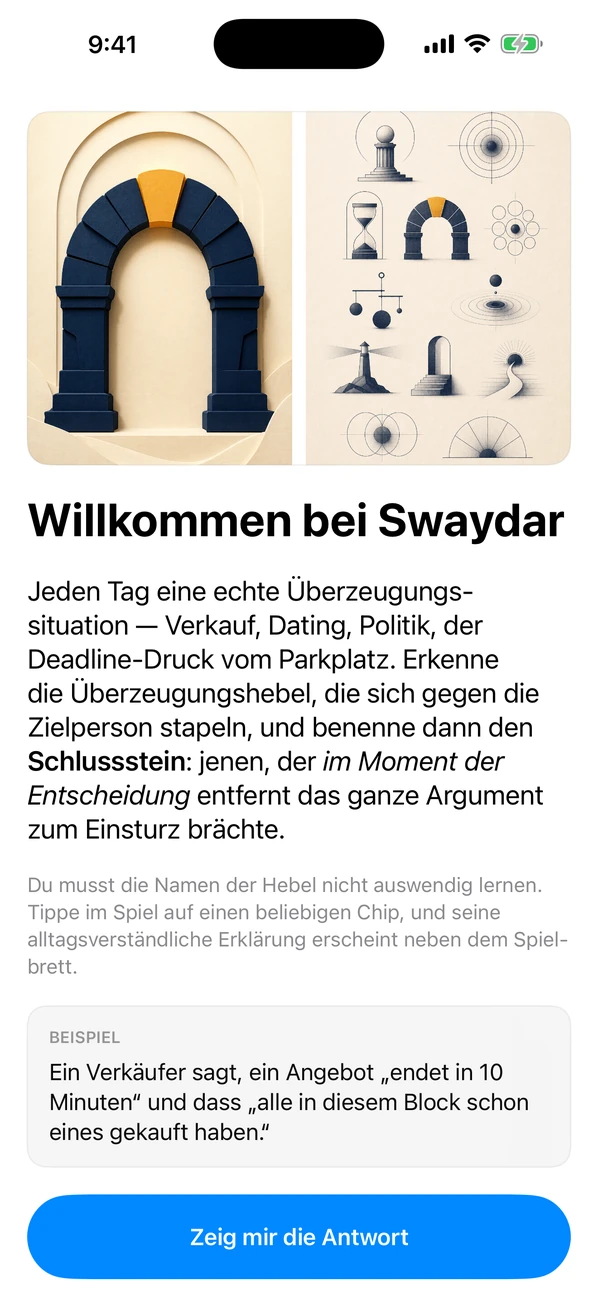 Swaydar: Daily Influence Game — Benennen Sie den Keystone-Hebel