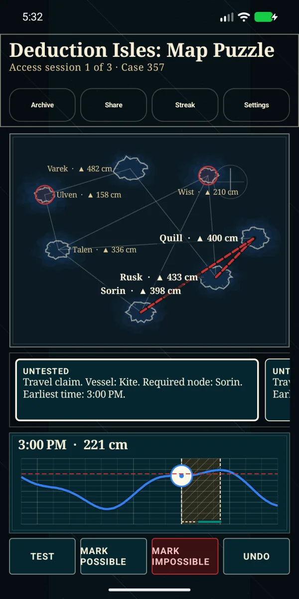 Deduction Isles: Map Puzzle — Daily route deduction