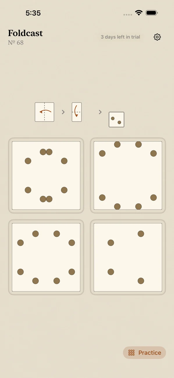 Foldcast: Paper Folding Game — Daily paper-folding puzzle