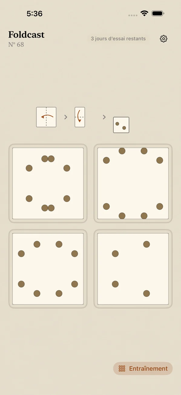 Foldcast: Paper Folding Game — Puzzle quotidien de pliage