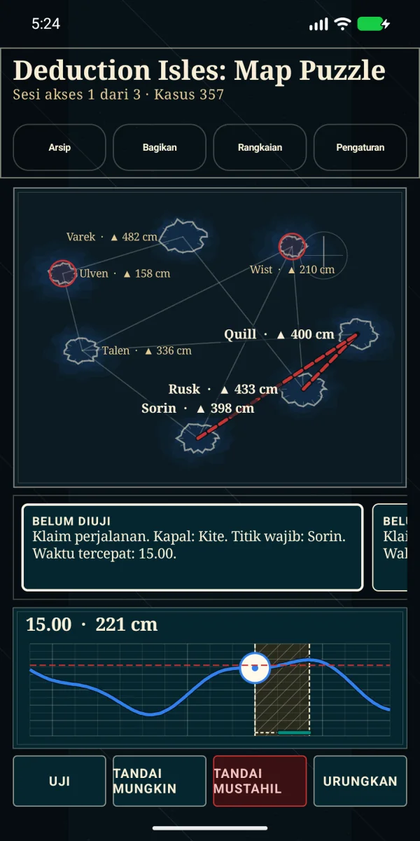 Deduction Isles: Map Puzzle — Teka-teki rute harian