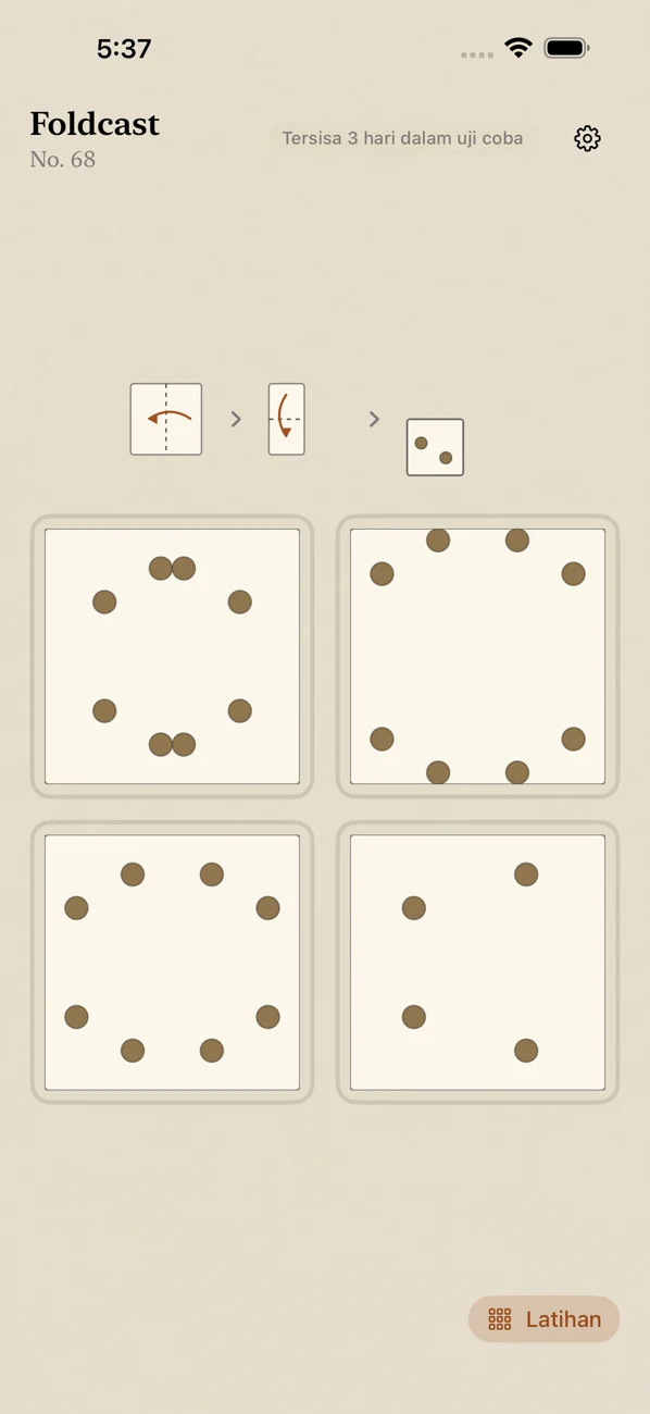Foldcast: Paper Folding Game — Teka-teki lipat kertas harian