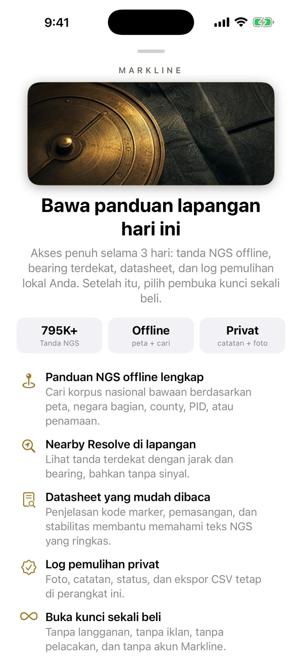 Markline: Benchmark Hunting — Temukan & catat tanda survei NGS