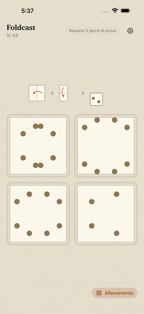 Foldcast: Paper Folding Game — Puzzle quotidiano di piegatura