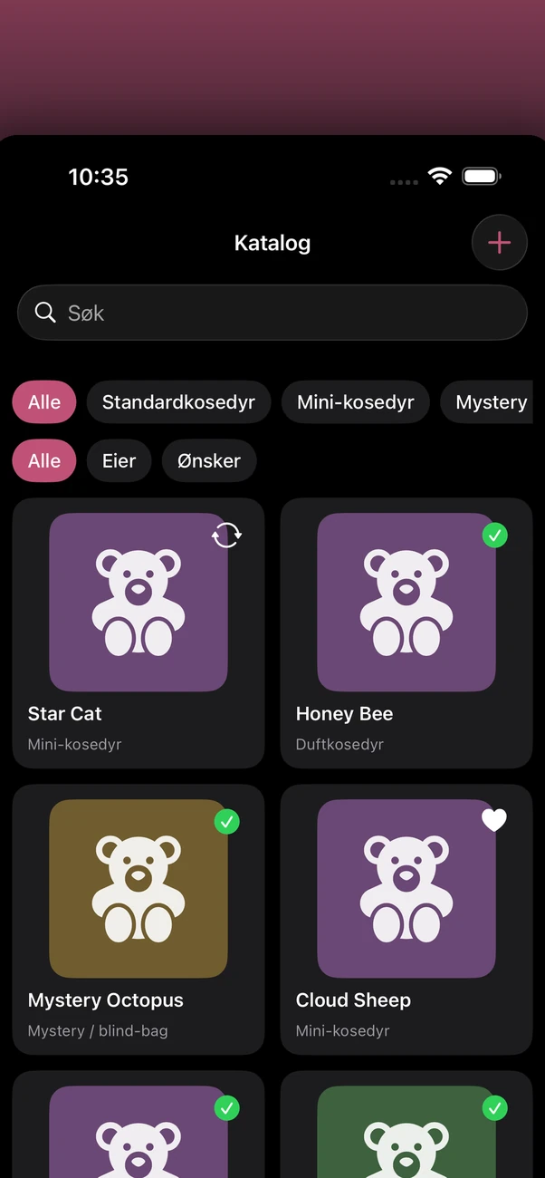 Plush Bean Tracker — Privat, offline plysjsamlingssporer