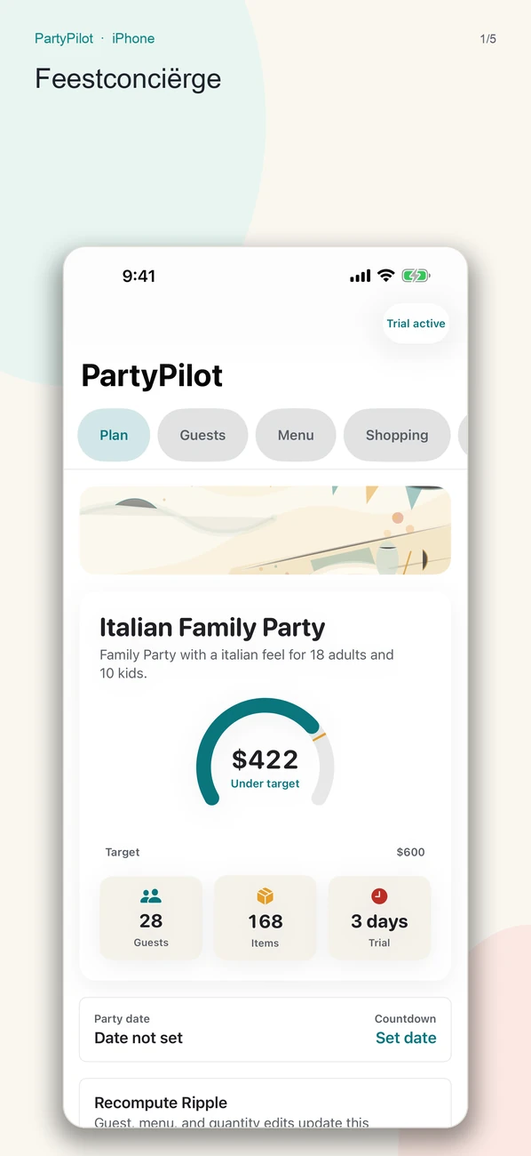 PartyPilot — Zet feestnotities om in een gastheerplan