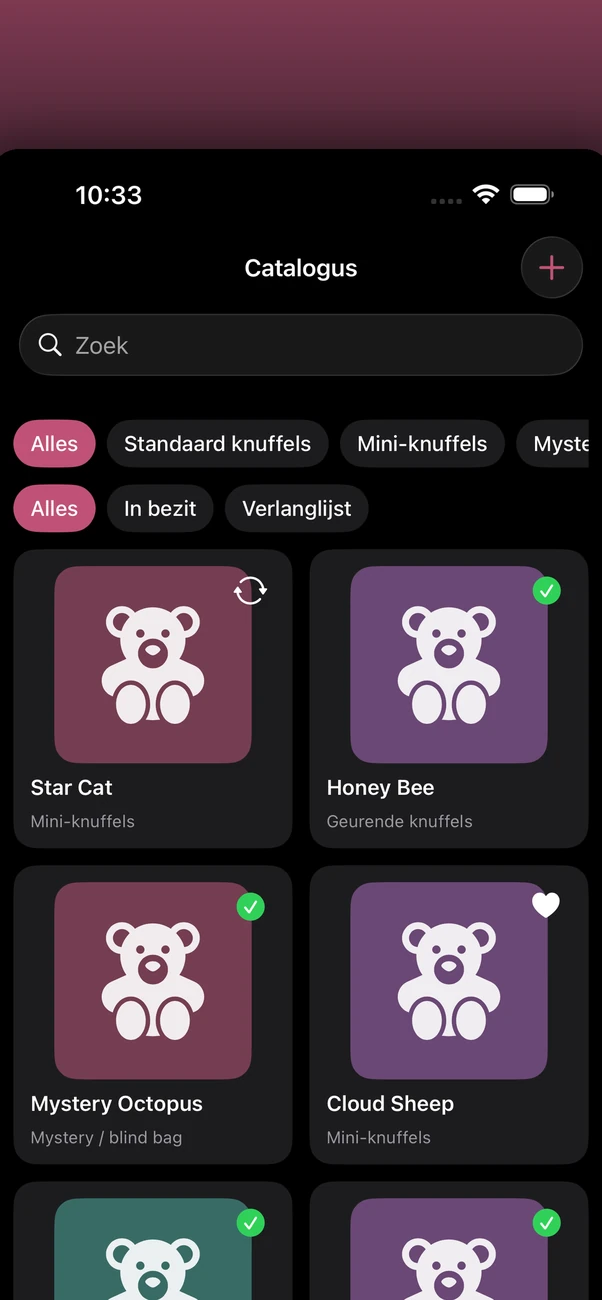 Plush Bean Tracker — Privé, offline tracker voor het verzamelen van pluchen knuffels