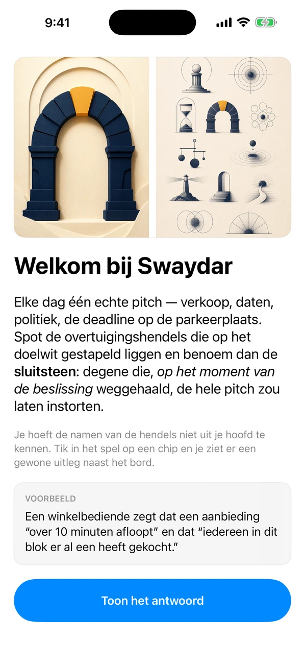 Swaydar: Daily Influence Game — Noem de keystone-hendel
