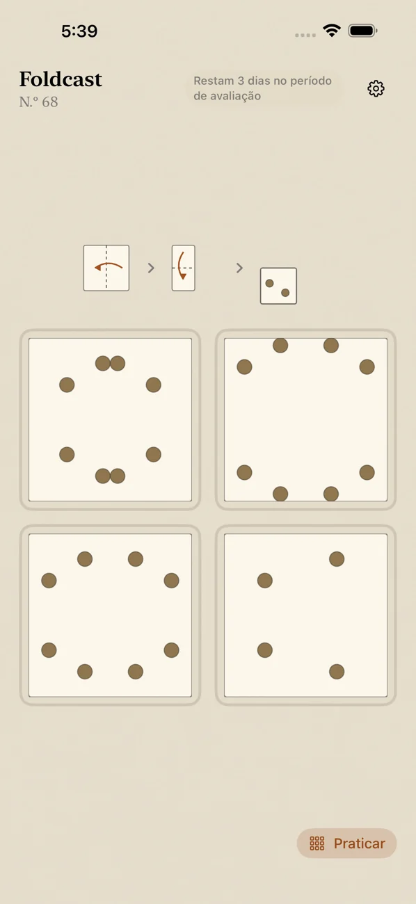 Foldcast: Paper Folding Game — Puzzle diário de dobragem