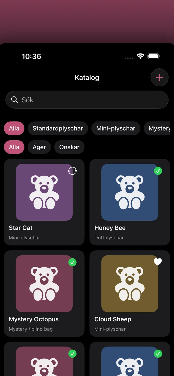 Plush Bean Tracker — Privat, offline plyschsamlingsspårare
