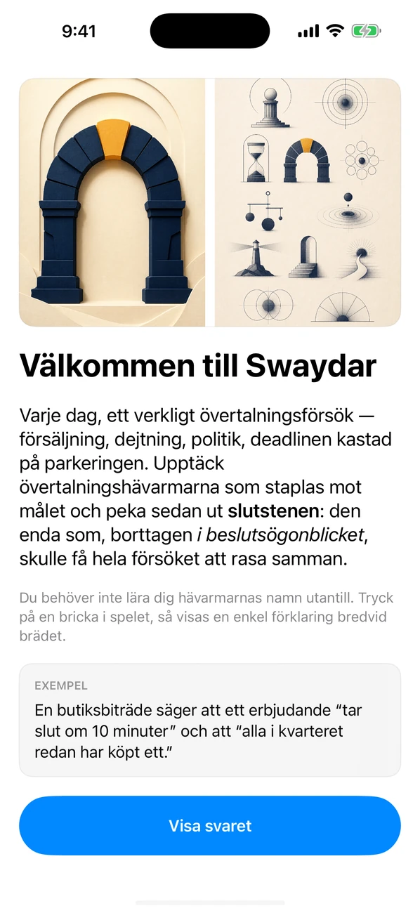 Swaydar: Daily Influence Game — Namnge keystone-spaken