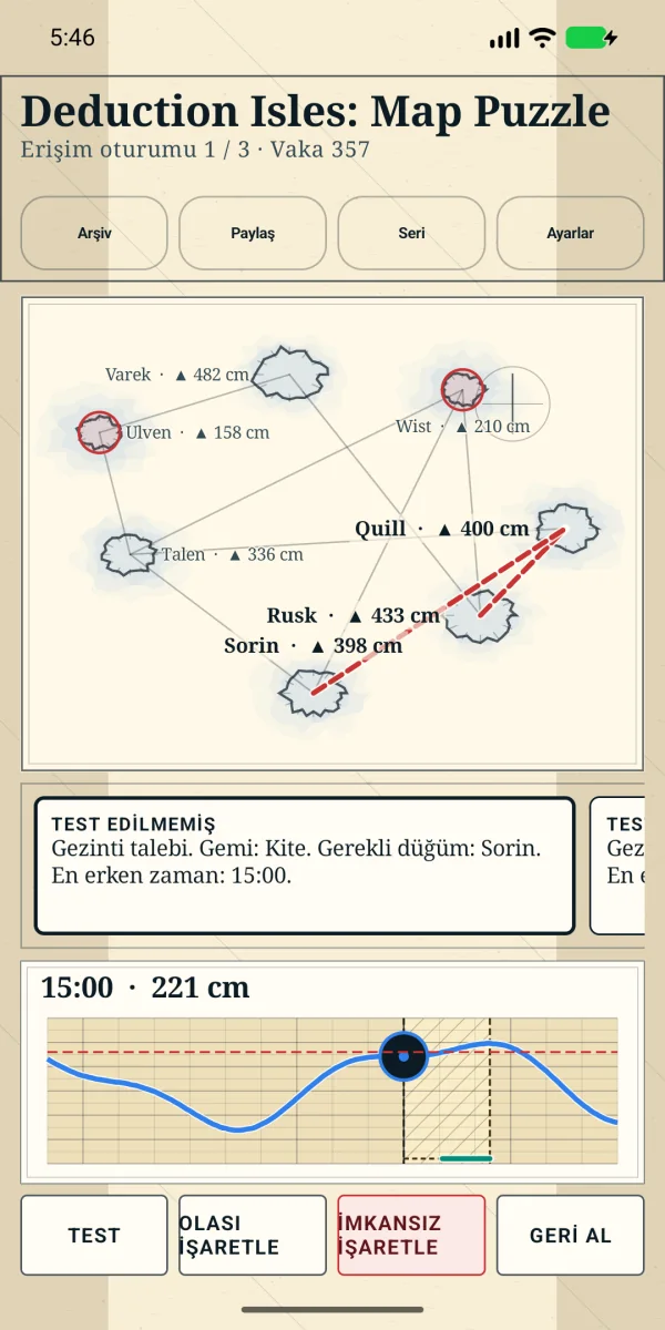 Deduction Isles: Map Puzzle — Günlük rota bulmacası