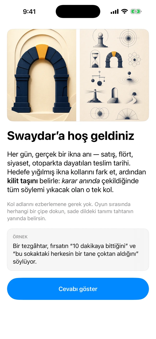 Swaydar: Daily Influence Game — Kilit taşı kolunu adlandırın