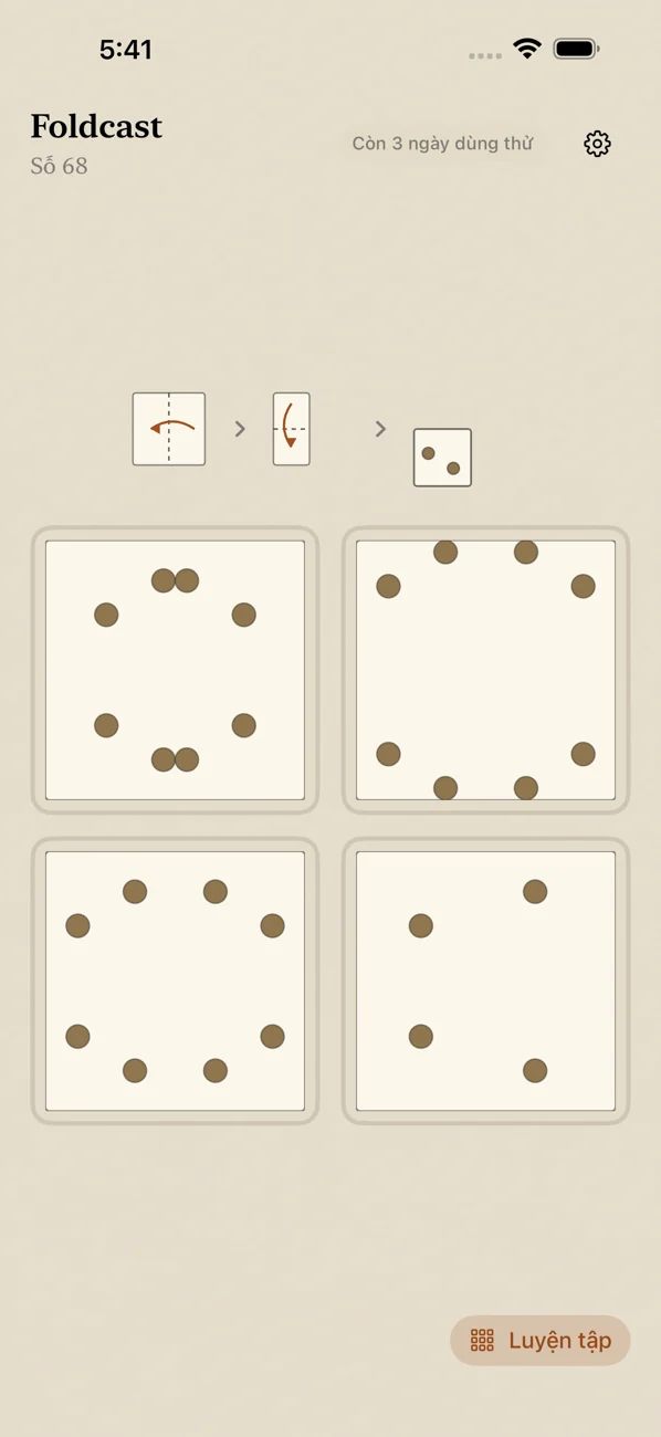Foldcast: Paper Folding Game — Câu đố gấp giấy hằng ngày