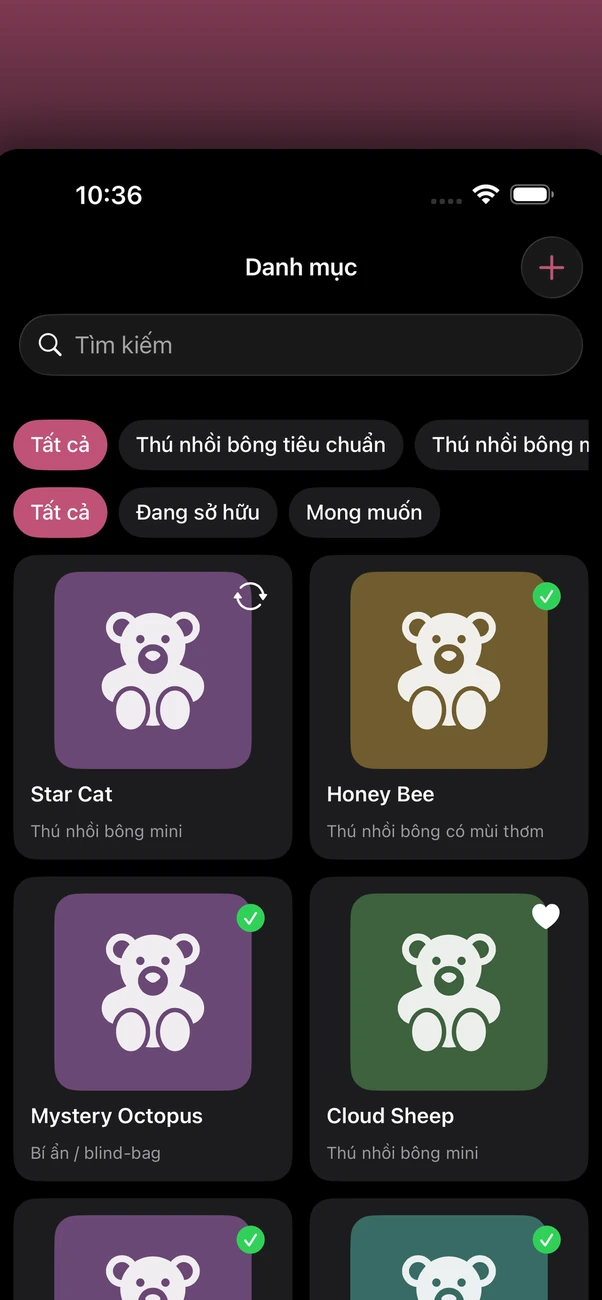 Plush Bean Tracker — Trình theo dõi bộ sưu tập thú bông riêng tư, ngoại tuyến