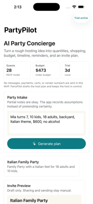 PartyPilot screenshot