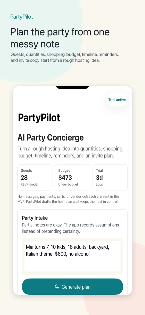 PartyPilot screenshot