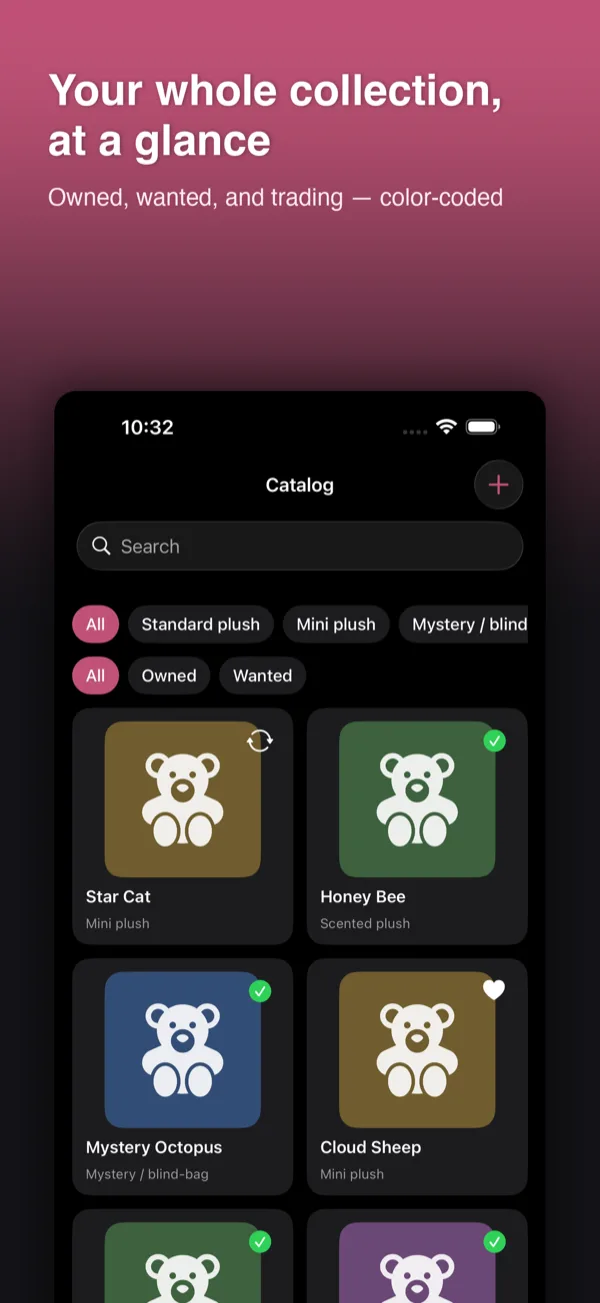 Plush Bean Tracker screenshot